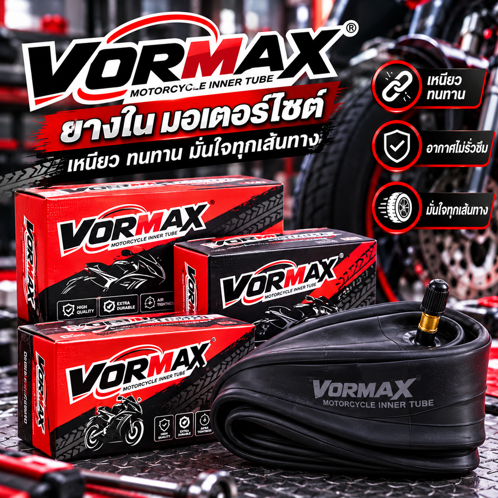 VORMAX ยางใน มอเตอร์ไซด์ ขอบ 17 นิ้ว (สำหรับรถจักรยานยนต์ทั่วไป เช่น Wave, Dream)