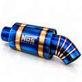 ท่อไอเสียแต่งรถยนต์ NOS RACING ปลายท่อ ทรงกระบอก ปลายงุ้มลง สีไทเทเนียม น้ำเงิน